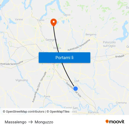 Massalengo to Monguzzo map