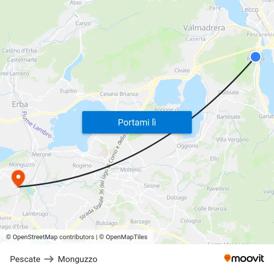 Pescate to Monguzzo map