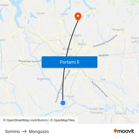 Sommo to Monguzzo map