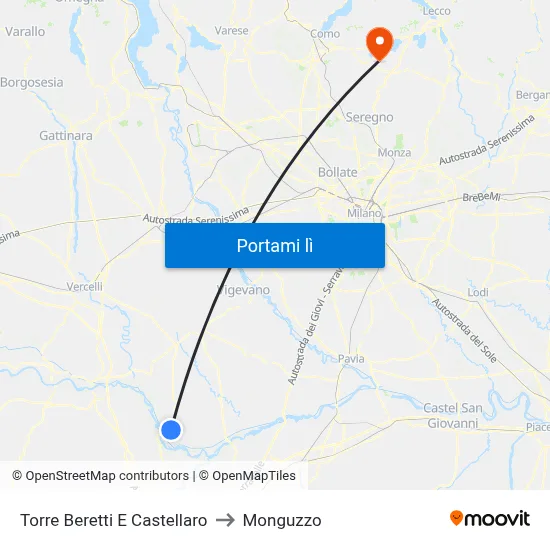 Torre Beretti E Castellaro to Monguzzo map