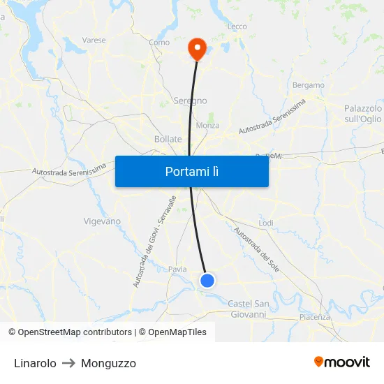 Linarolo to Monguzzo map