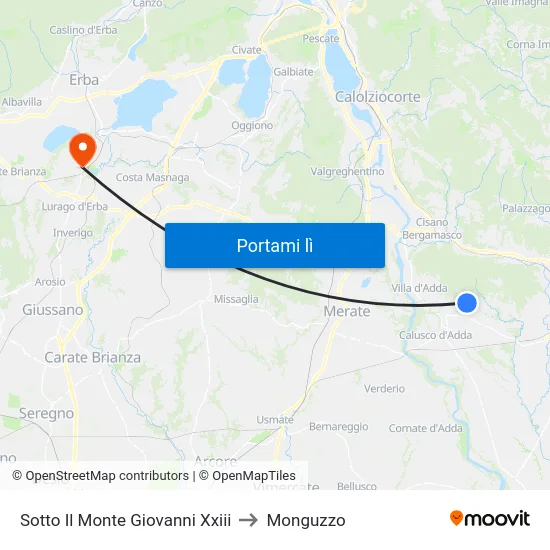 Sotto Il Monte Giovanni Xxiii to Monguzzo map