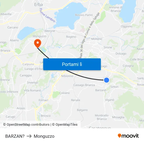 BARZAN? to Monguzzo map