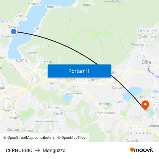 CERNOBBIO to Monguzzo map