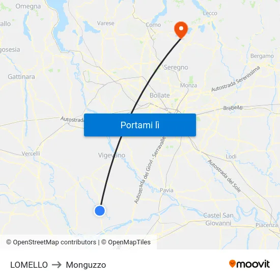LOMELLO to Monguzzo map