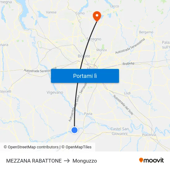 MEZZANA RABATTONE to Monguzzo map