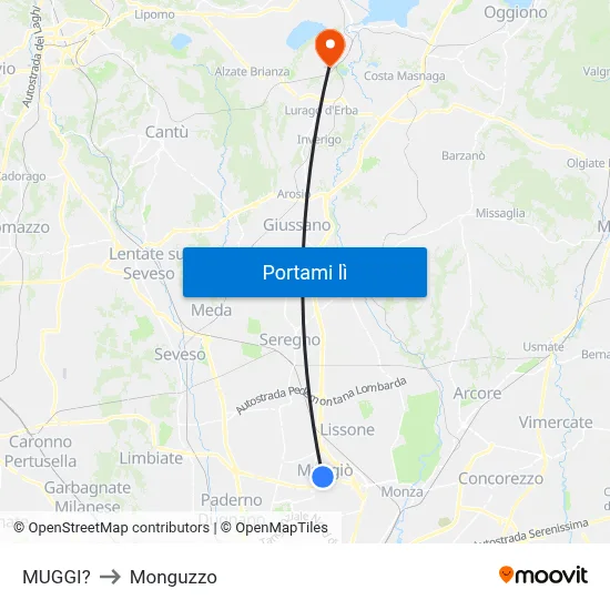MUGGI? to Monguzzo map