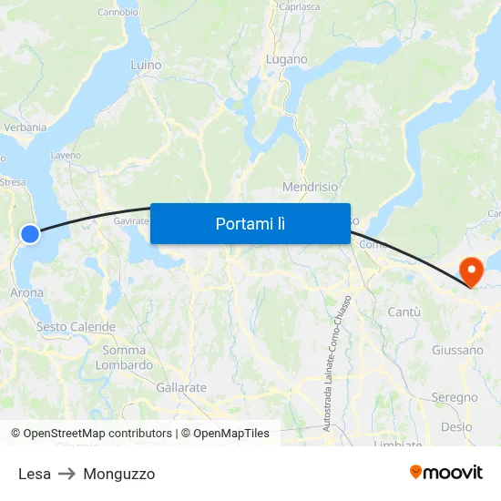 Lesa to Monguzzo map