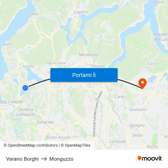 Varano Borghi to Monguzzo map