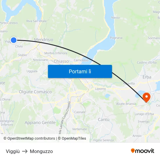 Viggiù to Monguzzo map