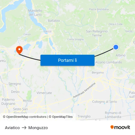 Aviatico to Monguzzo map