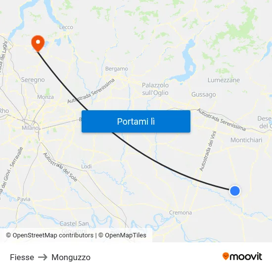 Fiesse to Monguzzo map