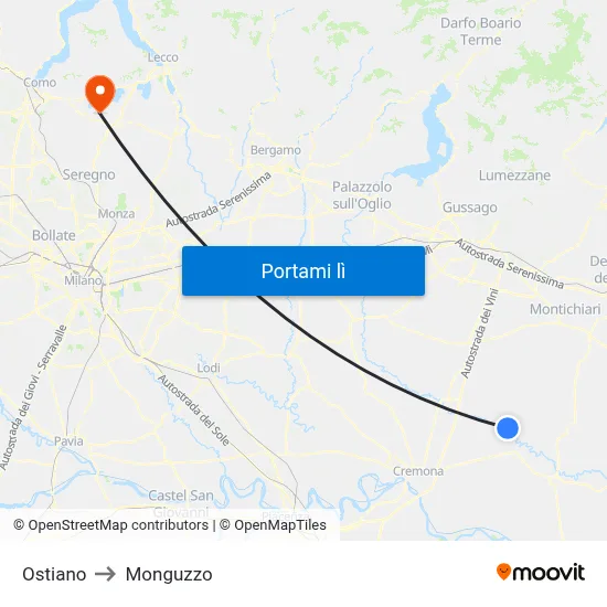 Ostiano to Monguzzo map