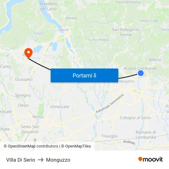 Villa Di Serio to Monguzzo map