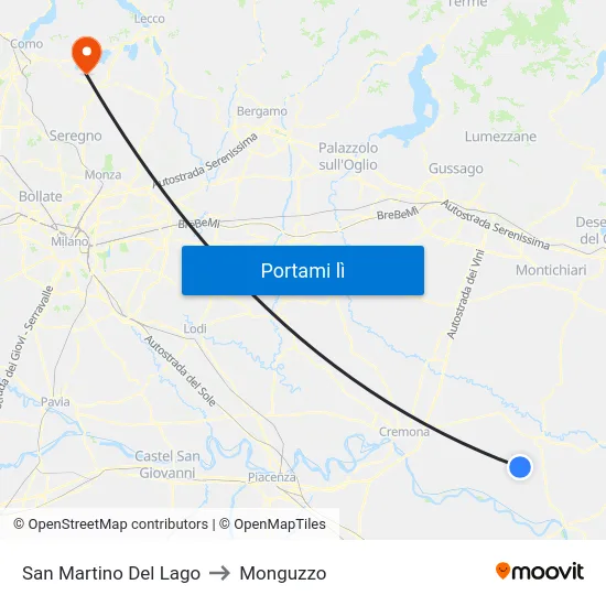 San Martino Del Lago to Monguzzo map
