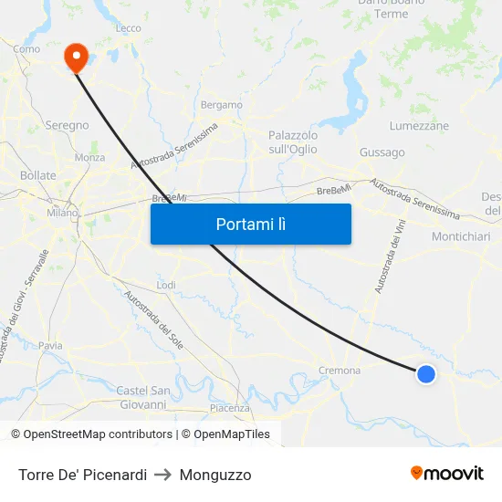 Torre De' Picenardi to Monguzzo map