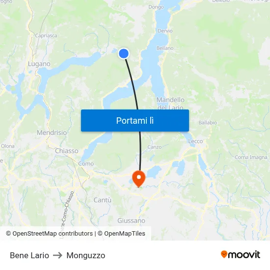 Bene Lario to Monguzzo map