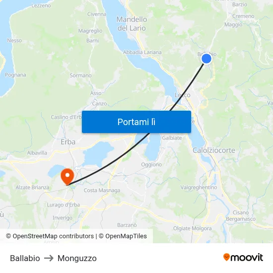 Ballabio to Monguzzo map