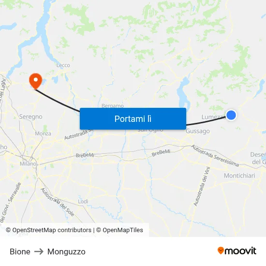 Bione to Monguzzo map