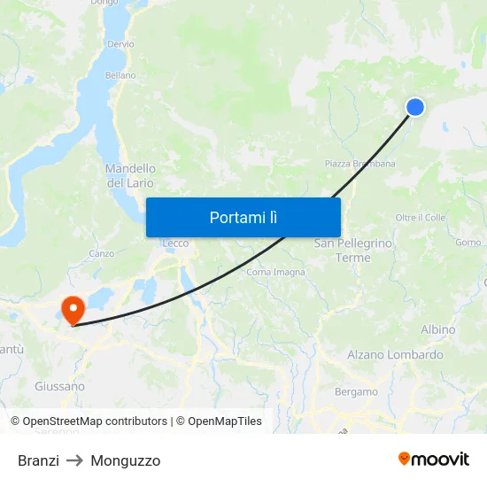 Branzi to Monguzzo map