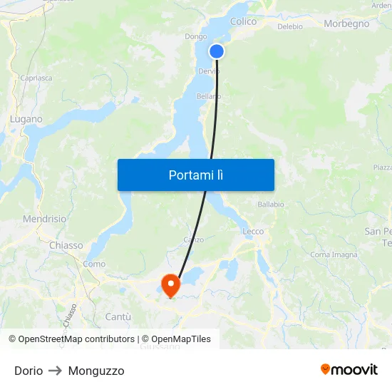 Dorio to Monguzzo map
