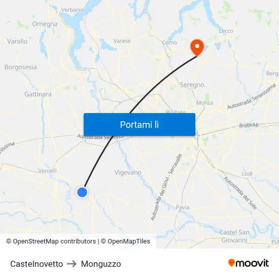 Castelnovetto to Monguzzo map