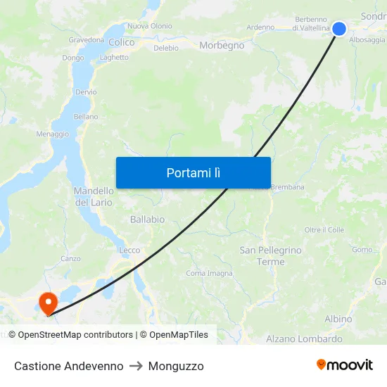 Castione Andevenno to Monguzzo map