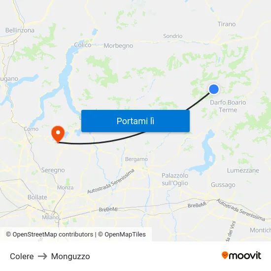 Colere to Monguzzo map