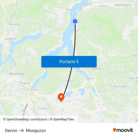 Dervio to Monguzzo map