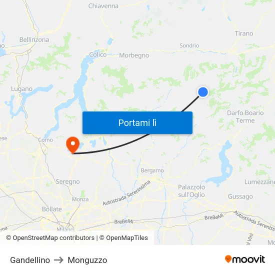 Gandellino to Monguzzo map