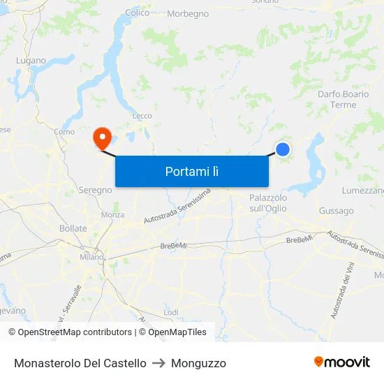 Monasterolo Del Castello to Monguzzo map