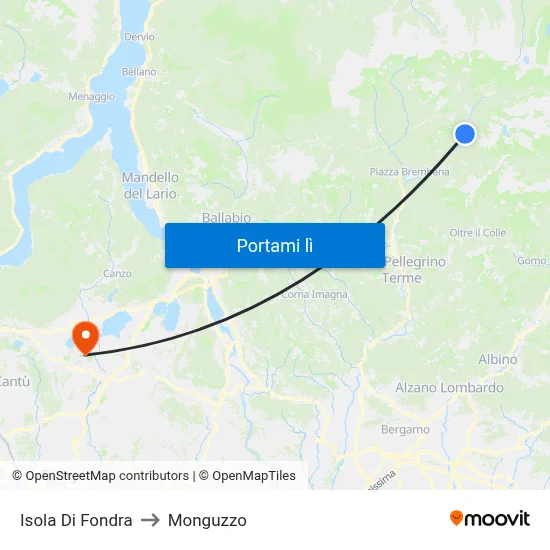 Isola Di Fondra to Monguzzo map