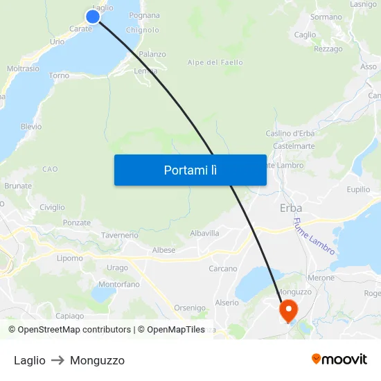 Laglio to Monguzzo map
