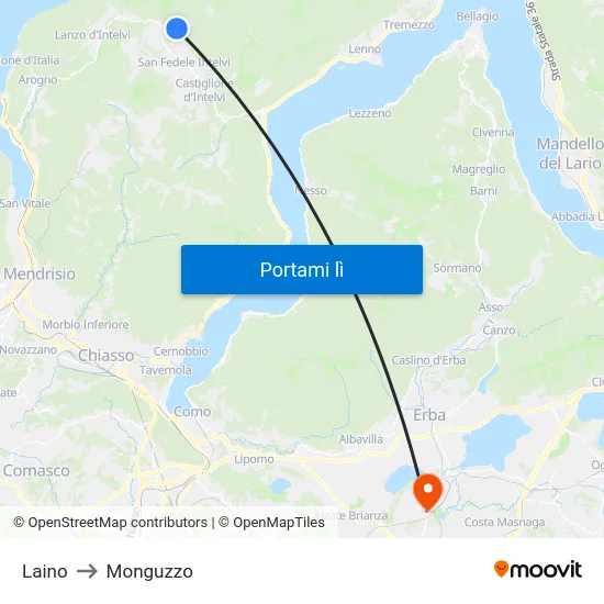 Laino to Monguzzo map