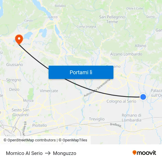 Mornico Al Serio to Monguzzo map