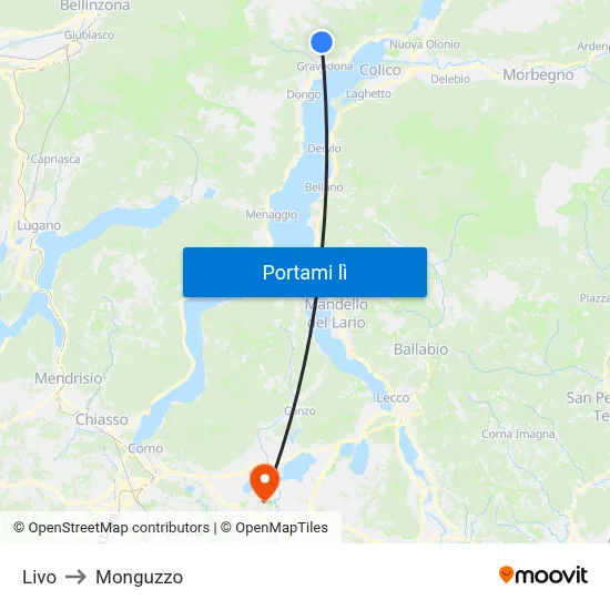Livo to Monguzzo map