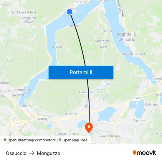 Ossuccio to Monguzzo map