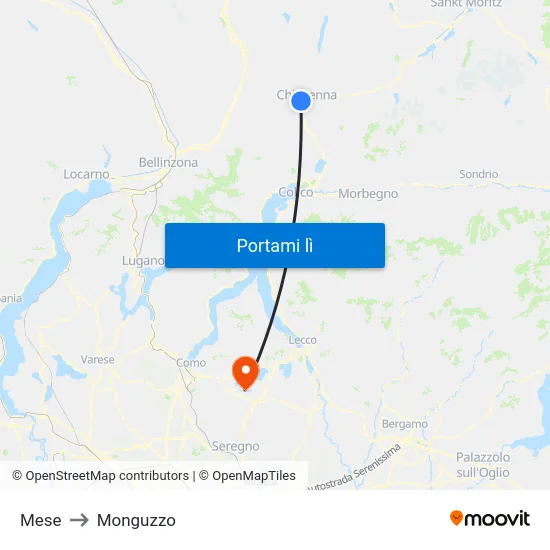 Mese to Monguzzo map