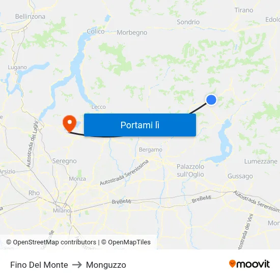 Fino Del Monte to Monguzzo map