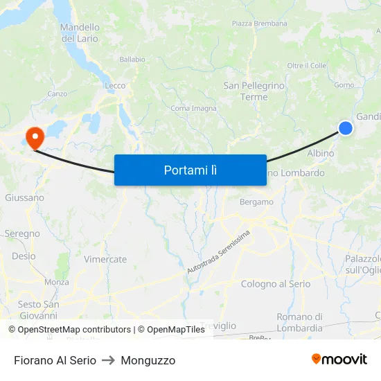 Fiorano Al Serio to Monguzzo map
