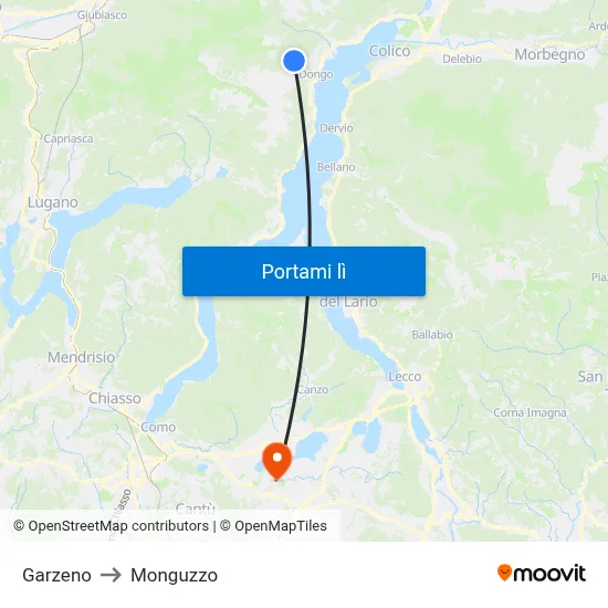 Garzeno to Monguzzo map