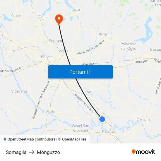 Somaglia to Monguzzo map