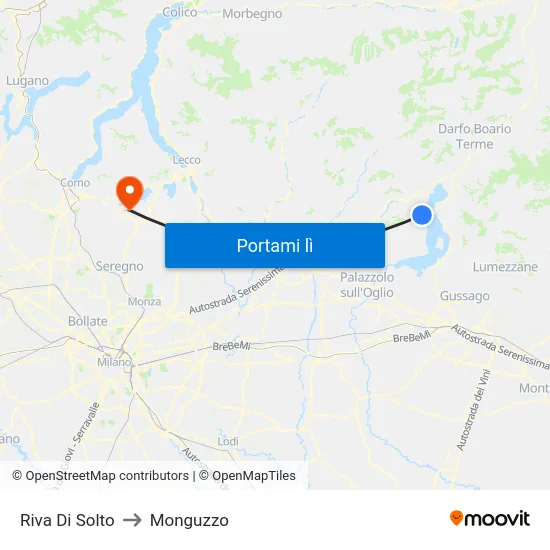 Riva Di Solto to Monguzzo map
