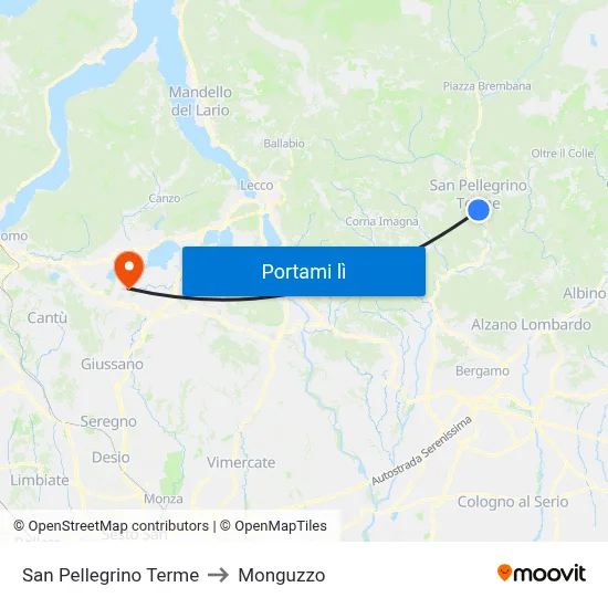 San Pellegrino Terme to Monguzzo map
