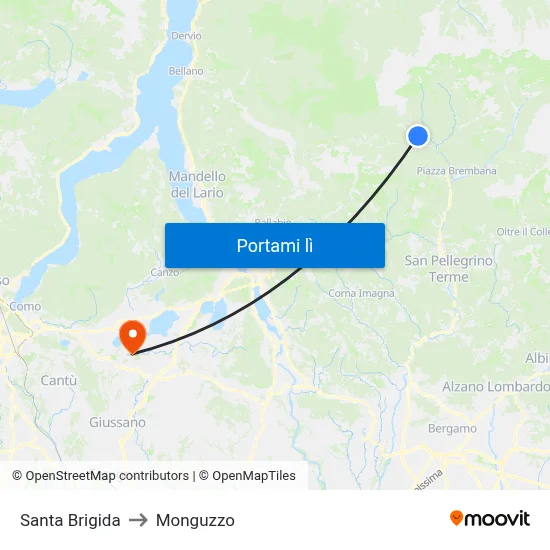 Santa Brigida to Monguzzo map