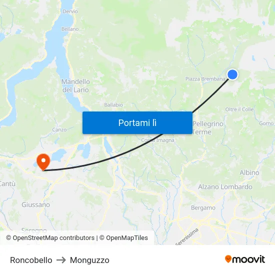 Roncobello to Monguzzo map