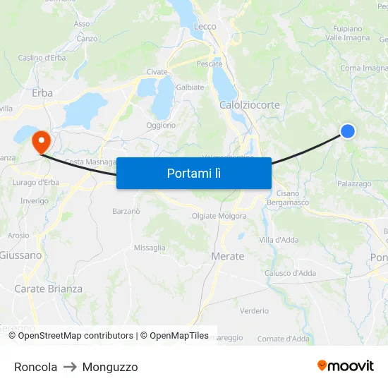 Roncola to Monguzzo map