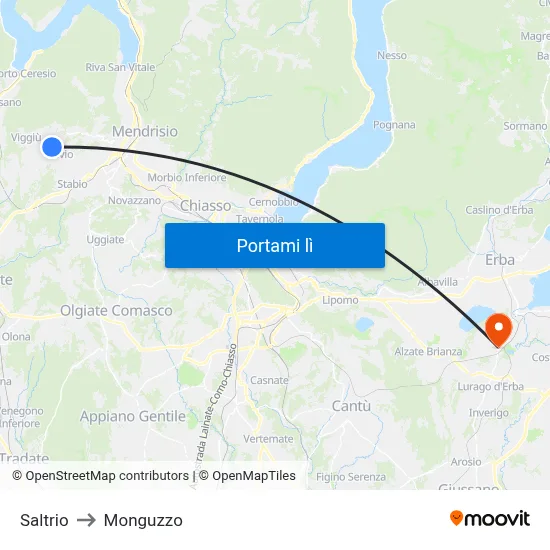 Saltrio to Monguzzo map