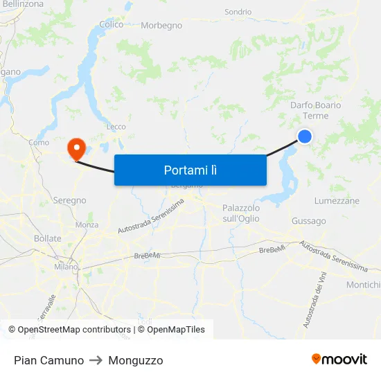 Pian Camuno to Monguzzo map