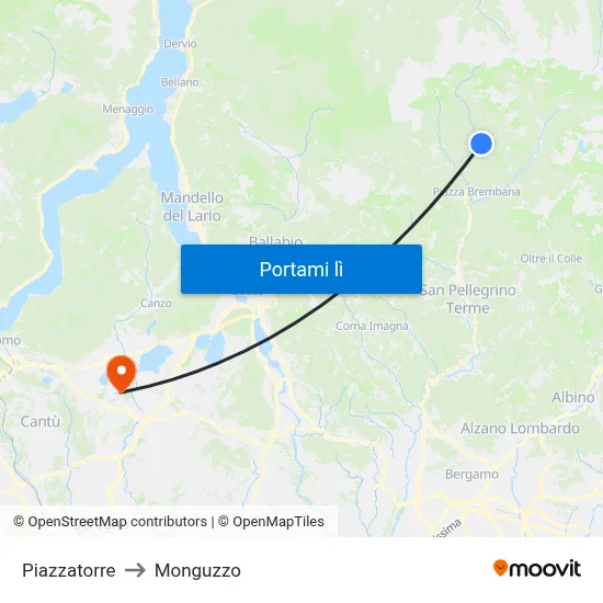 Piazzatorre to Monguzzo map